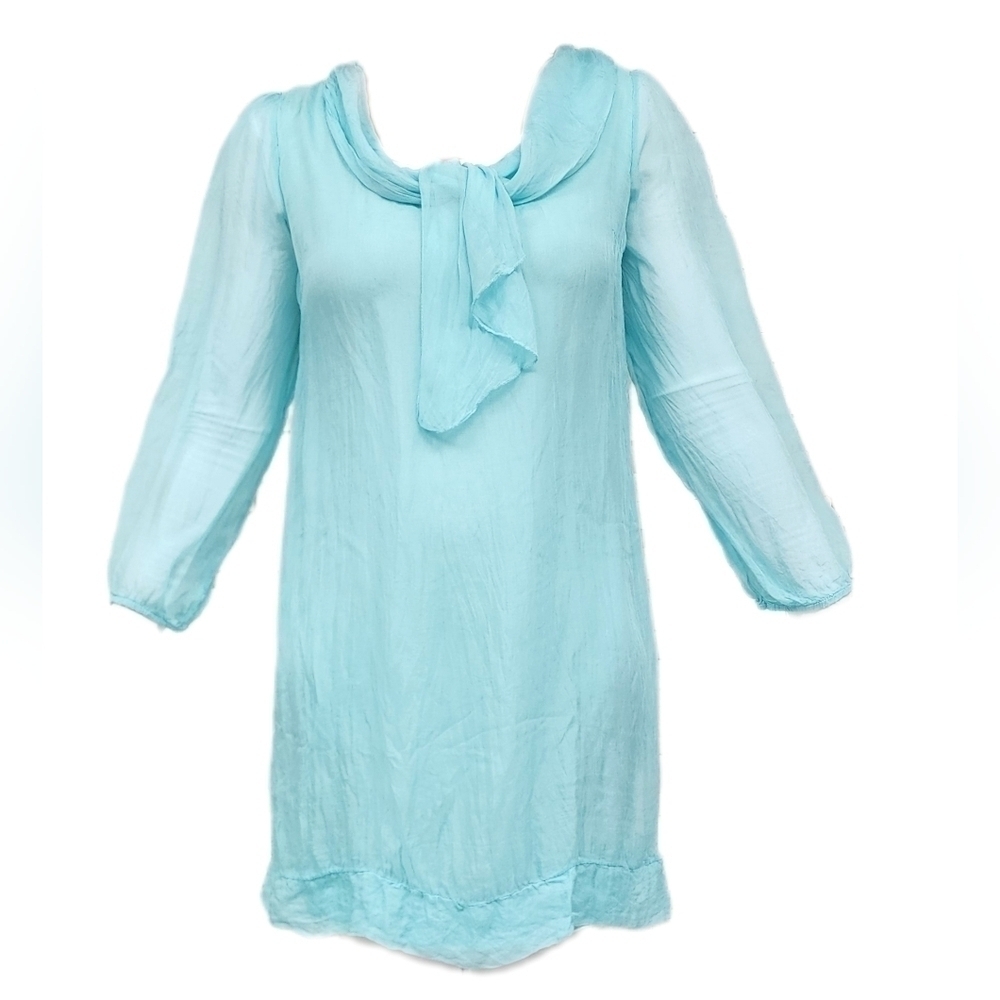 🇮🇹Viscose & Silk Light Blue Tunic Dress – Soch Paris – - Picture 1 of 8
